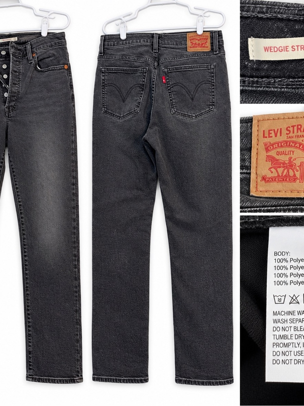 Levi's Wedgie Straight Jeans - Washed Black Denim